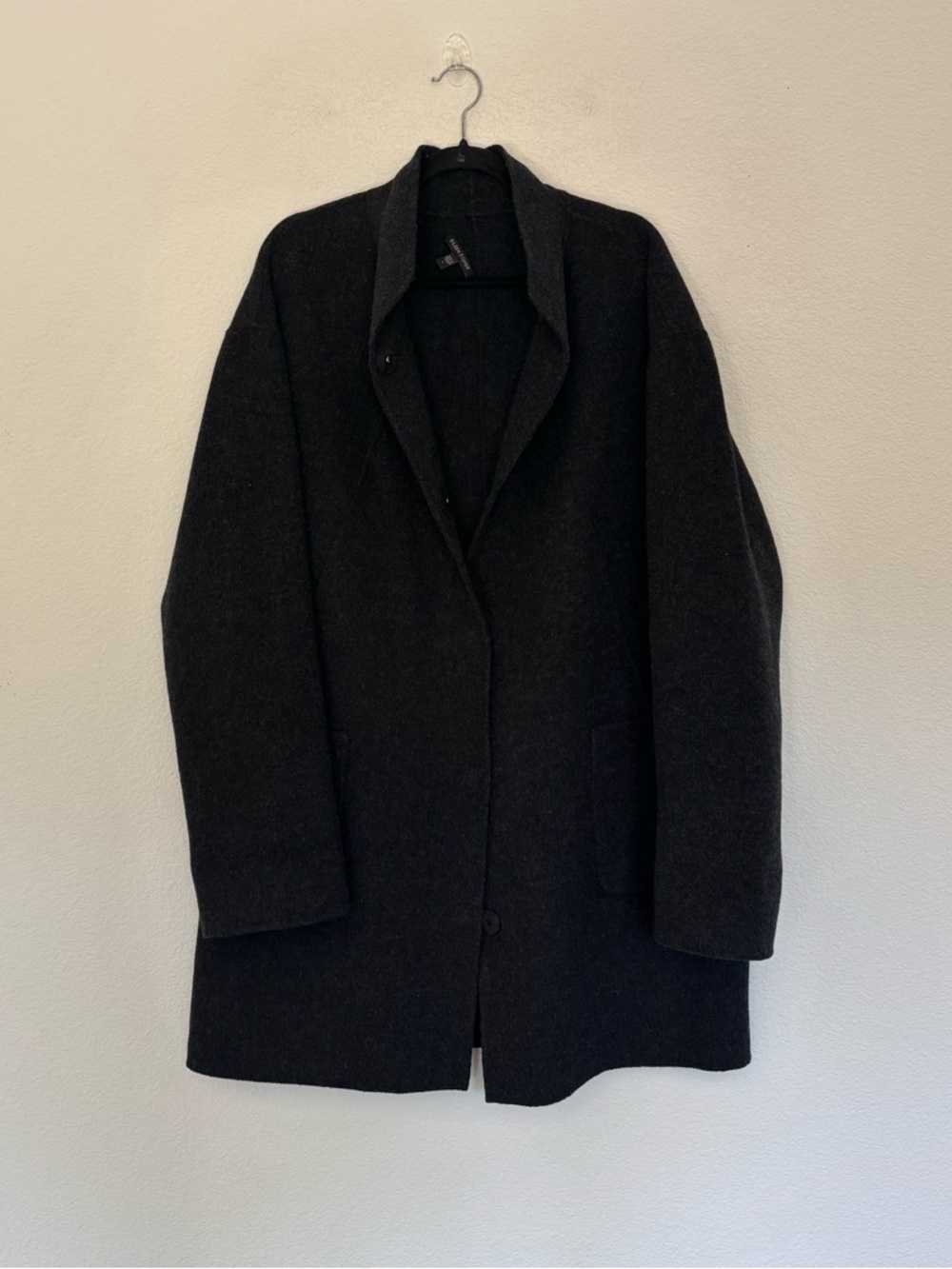 Eileen Fisher Boiled Wool Coat Charcoal Gray